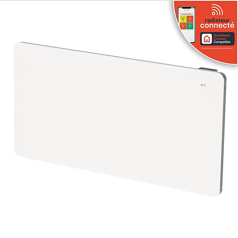 Castorama Radiateur Connecté électrique Double Cœur De Chauffe GoodHome Sondrio Blanc 2000W Horizontal 1 Castorama Radiateur Connecté électrique Double Cœur De Chauffe GoodHome Sondrio Blanc 2000W Horizontal